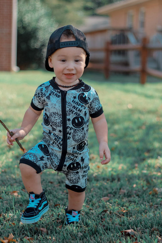 Happy New Year Bamboo Shortie Romper