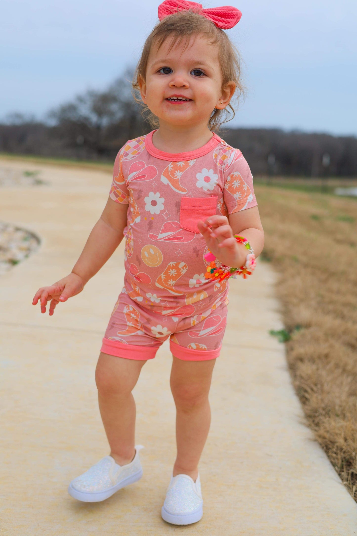 Peach Cowgirl Bamboo Short Set (FINAL SALE)