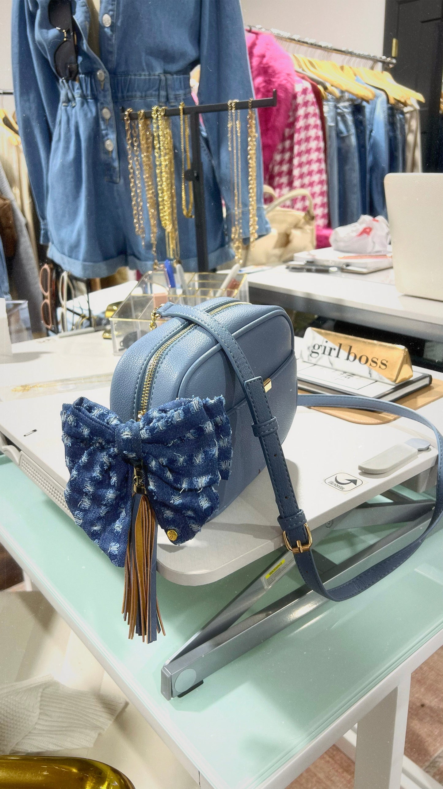 The Denim Daisy Bow Clip