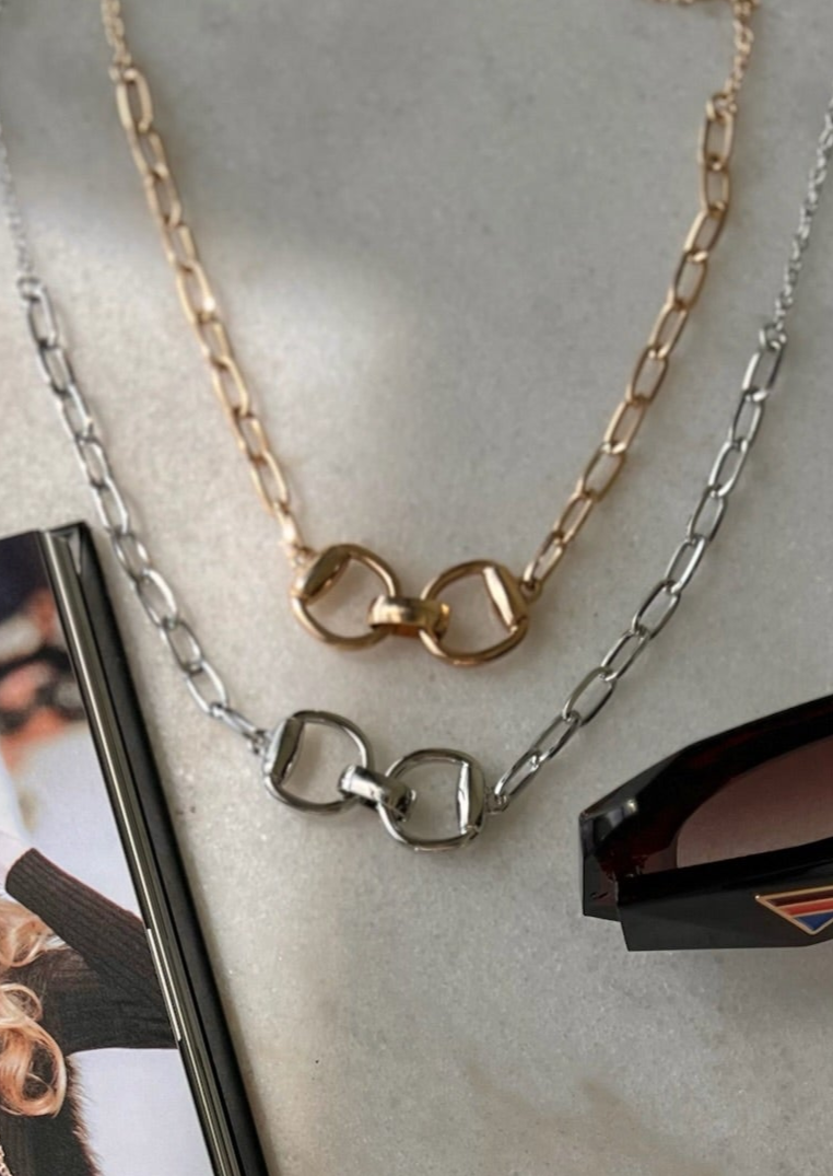 The Harlowe Horsebit Necklace in Silver