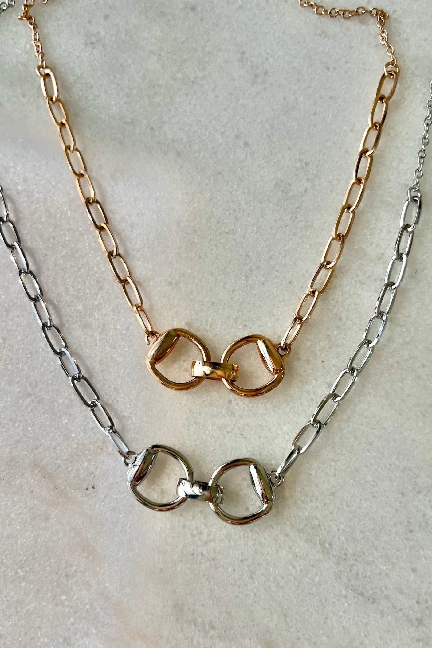 The Harlowe Horsebit Necklace in Silver