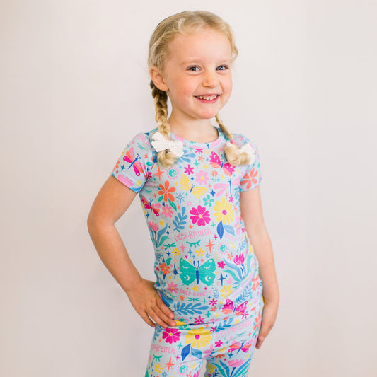 Om Baby | Bamboo Short Sleeve Pajamas | "Deep Breath" | Thermo-Regulating, 4-Way Stretch | OEKO-Tex Safe