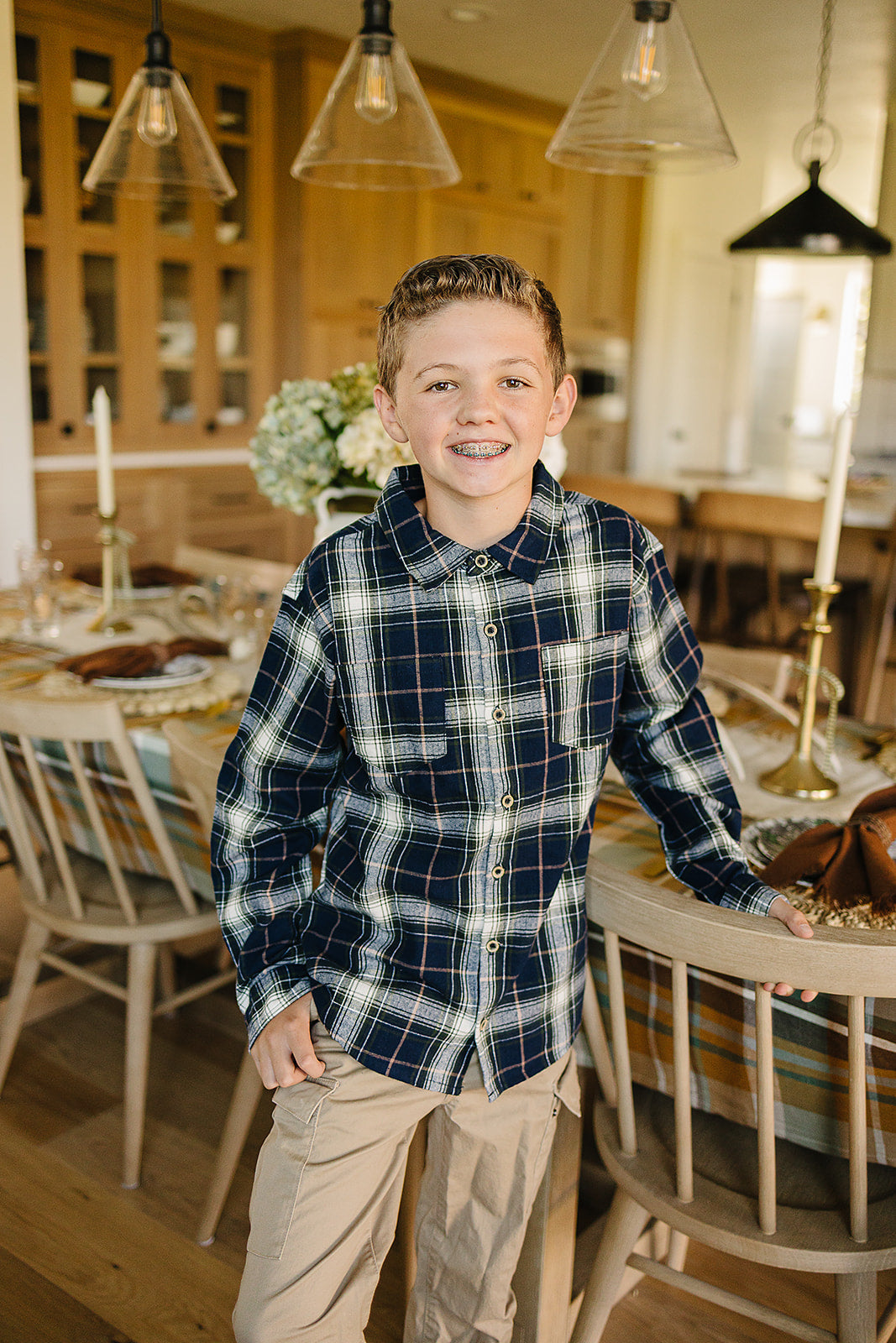 Navy Plaid Button Up Shirt