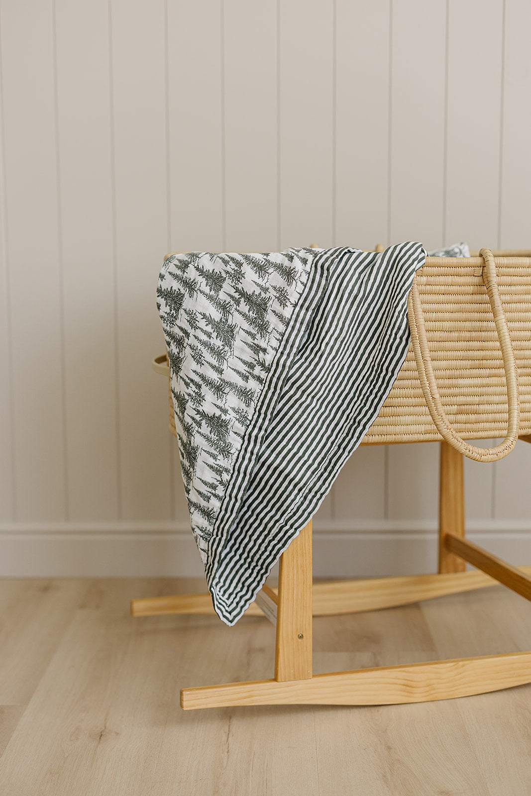 Forrest + Green Stripes Muslin Quilt