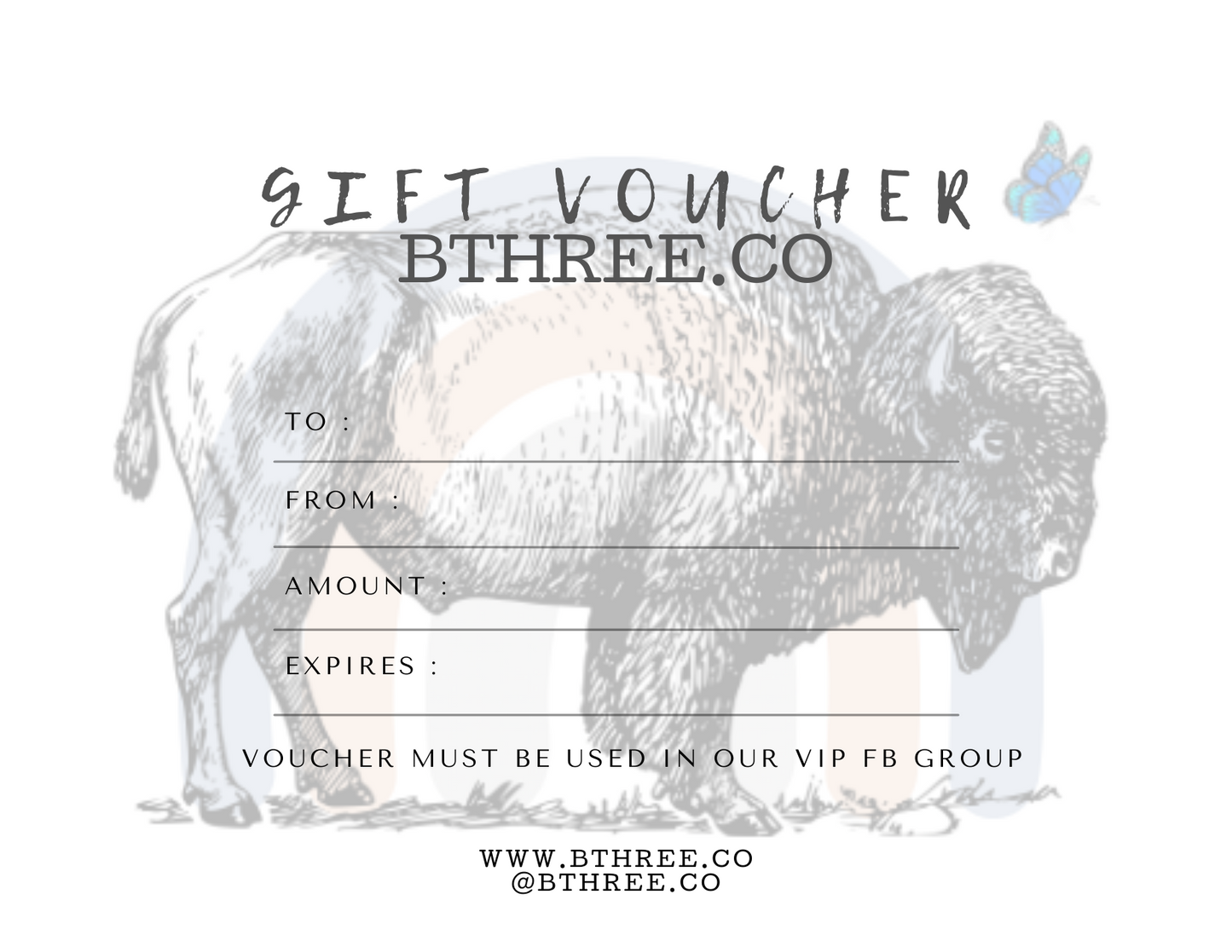 BTHREE.CO gift voucher