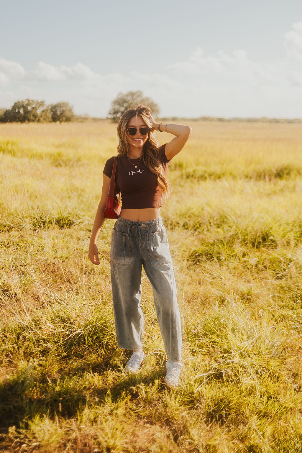 The Horsebit Baby Tee in Brown