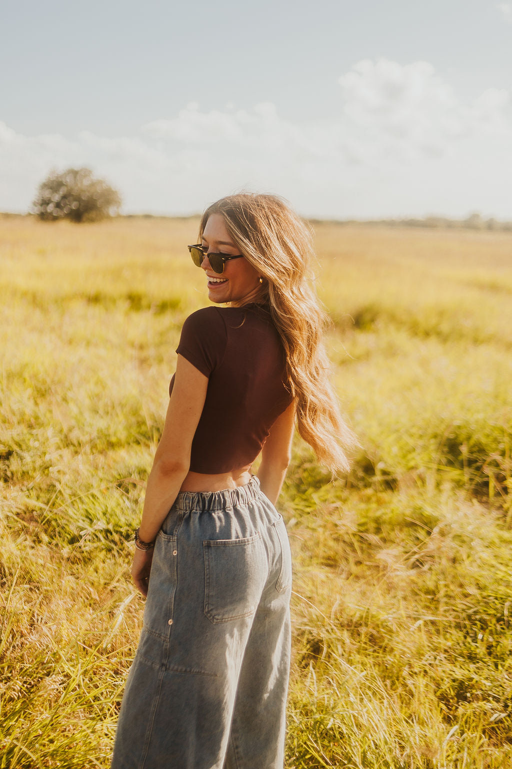 The Horsebit Baby Tee in Brown