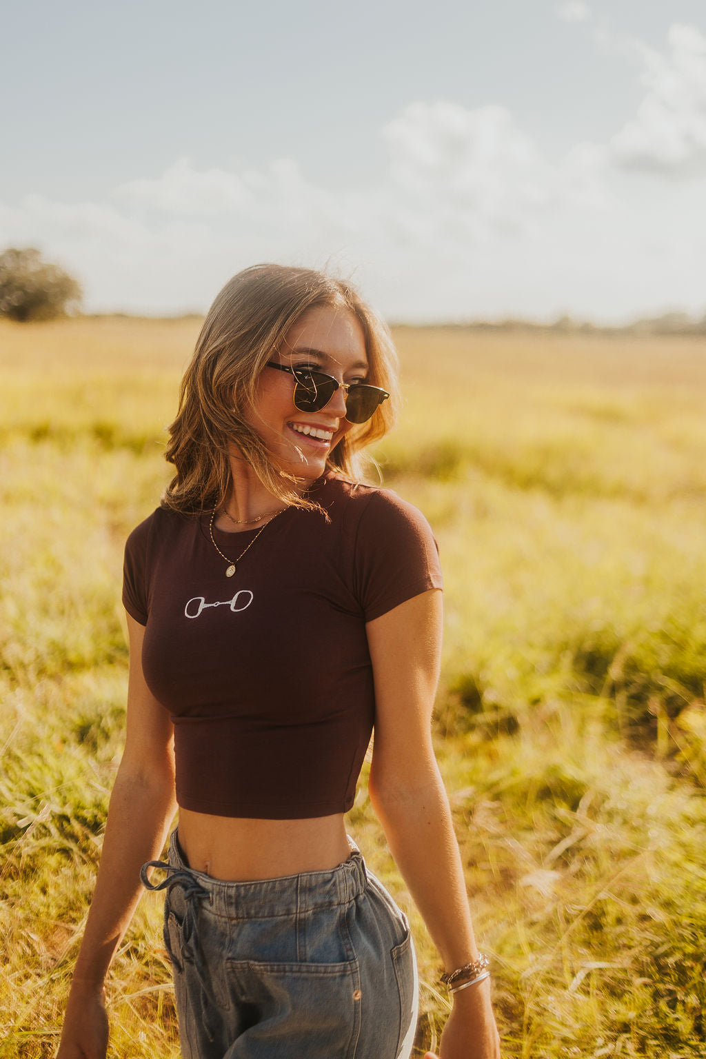 The Horsebit Baby Tee in Brown