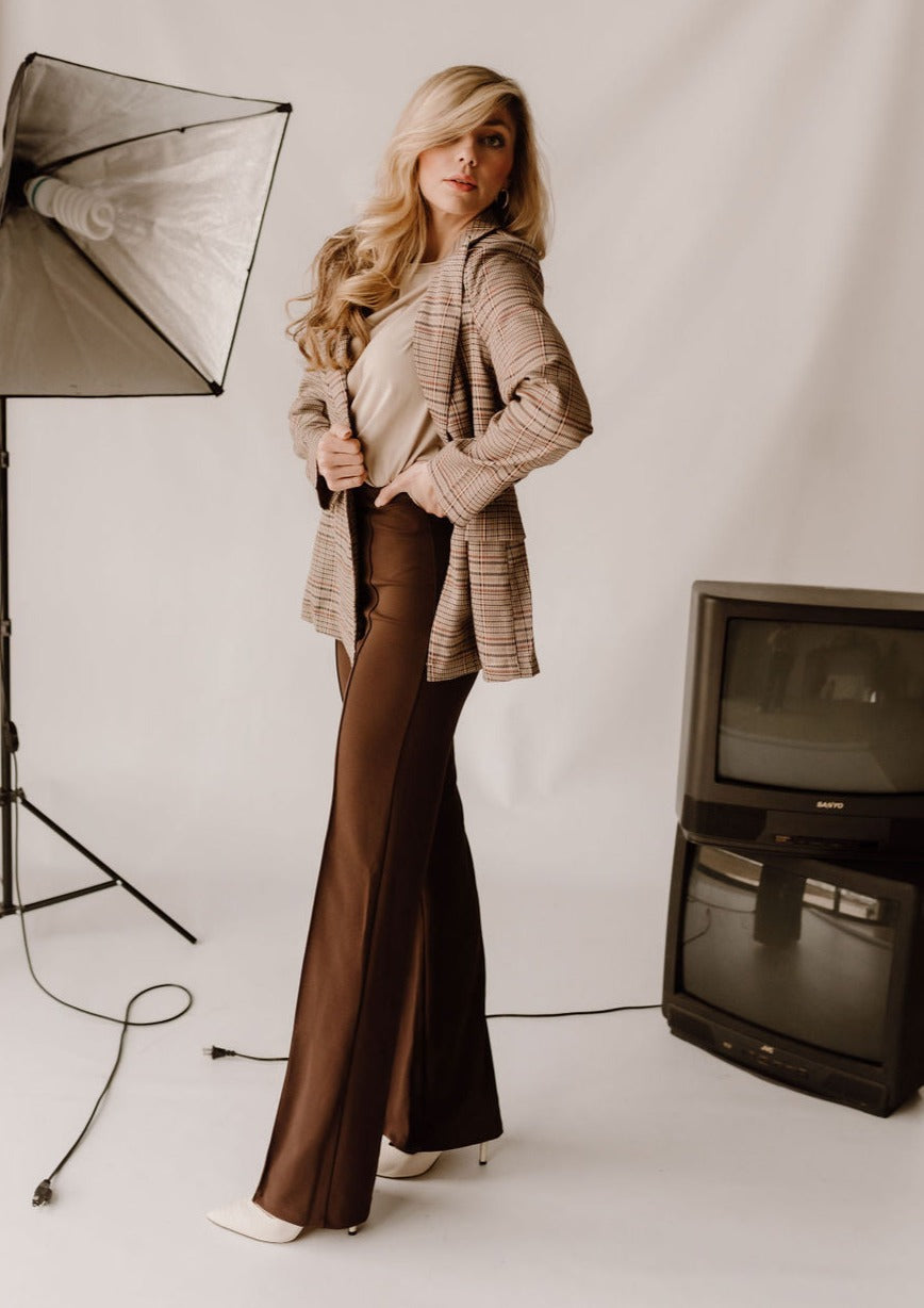 The Zoey Flare Trouser In Chocolate