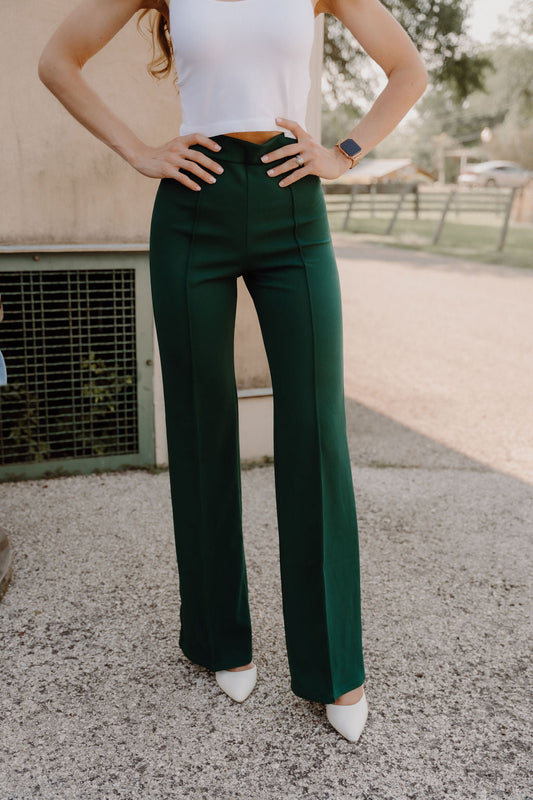 The Zoey Stretch Trouser In Hunter Green