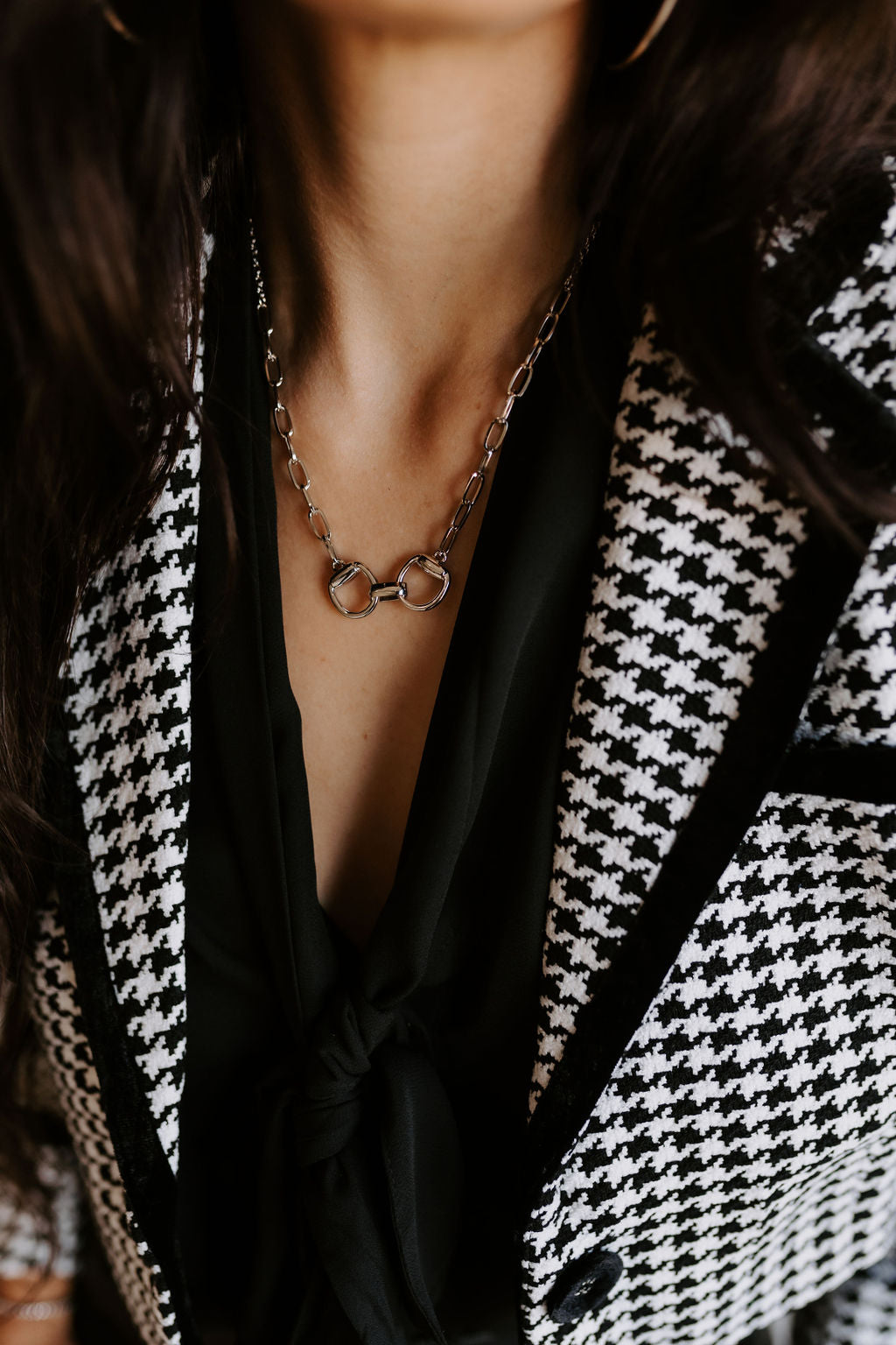 The Harlowe Horsebit Necklace in Silver